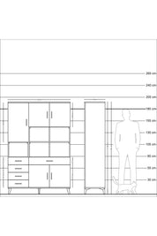 Hyperion Dolap 9 Raflı 5 Çekmeceli 5 Kapaklı 132x44x195 Aytaşı-Çam/Antrasit
