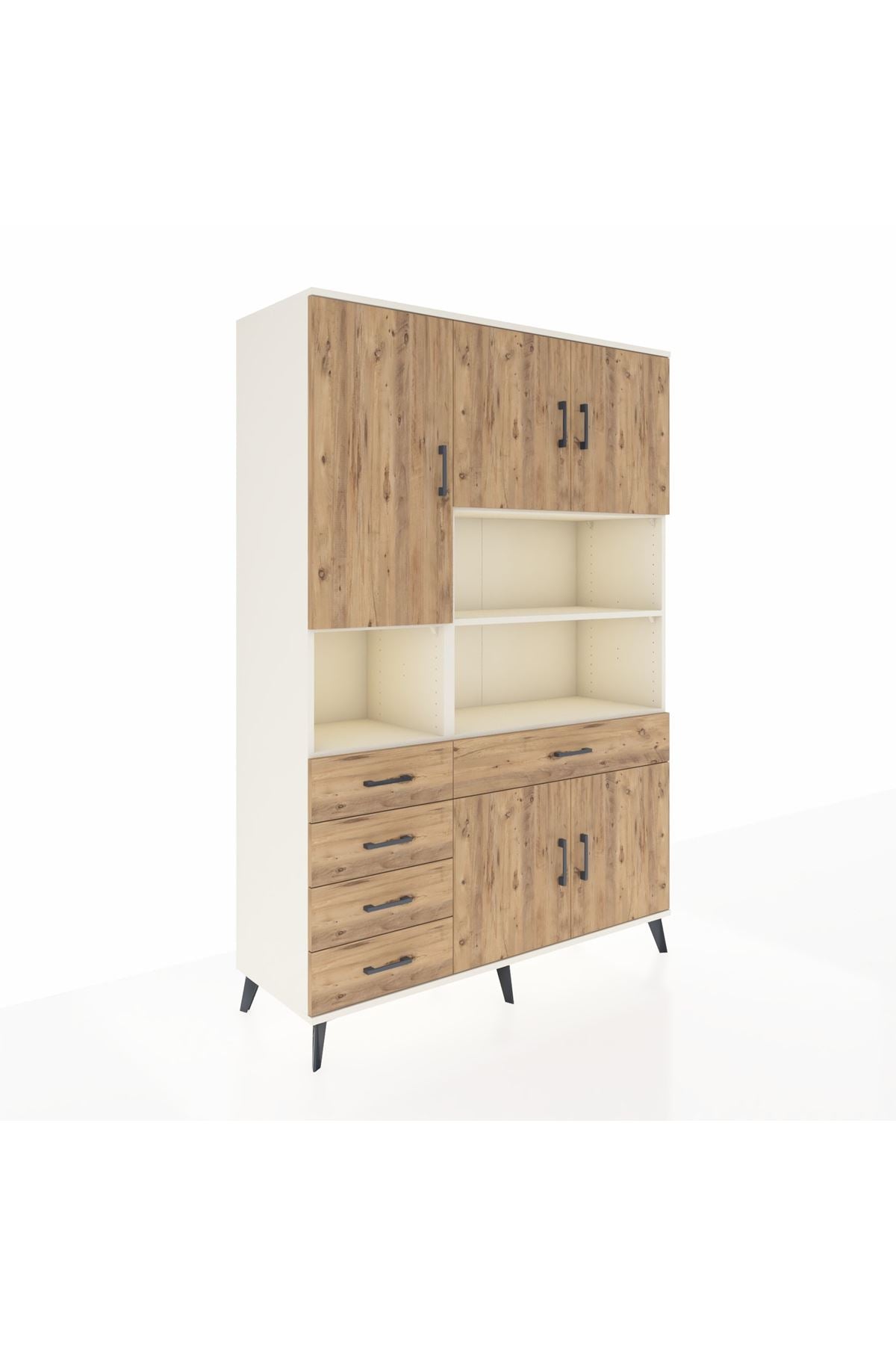 Hyperion Dolap 9 Raflı 5 Çekmeceli 5 Kapaklı 132x44x195 Aytaşı-Çam/Çam