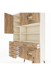 Hyperion Dolap 9 Raflı 5 Çekmeceli 5 Kapaklı 132x44x195 Aytaşı-Çam/Çam