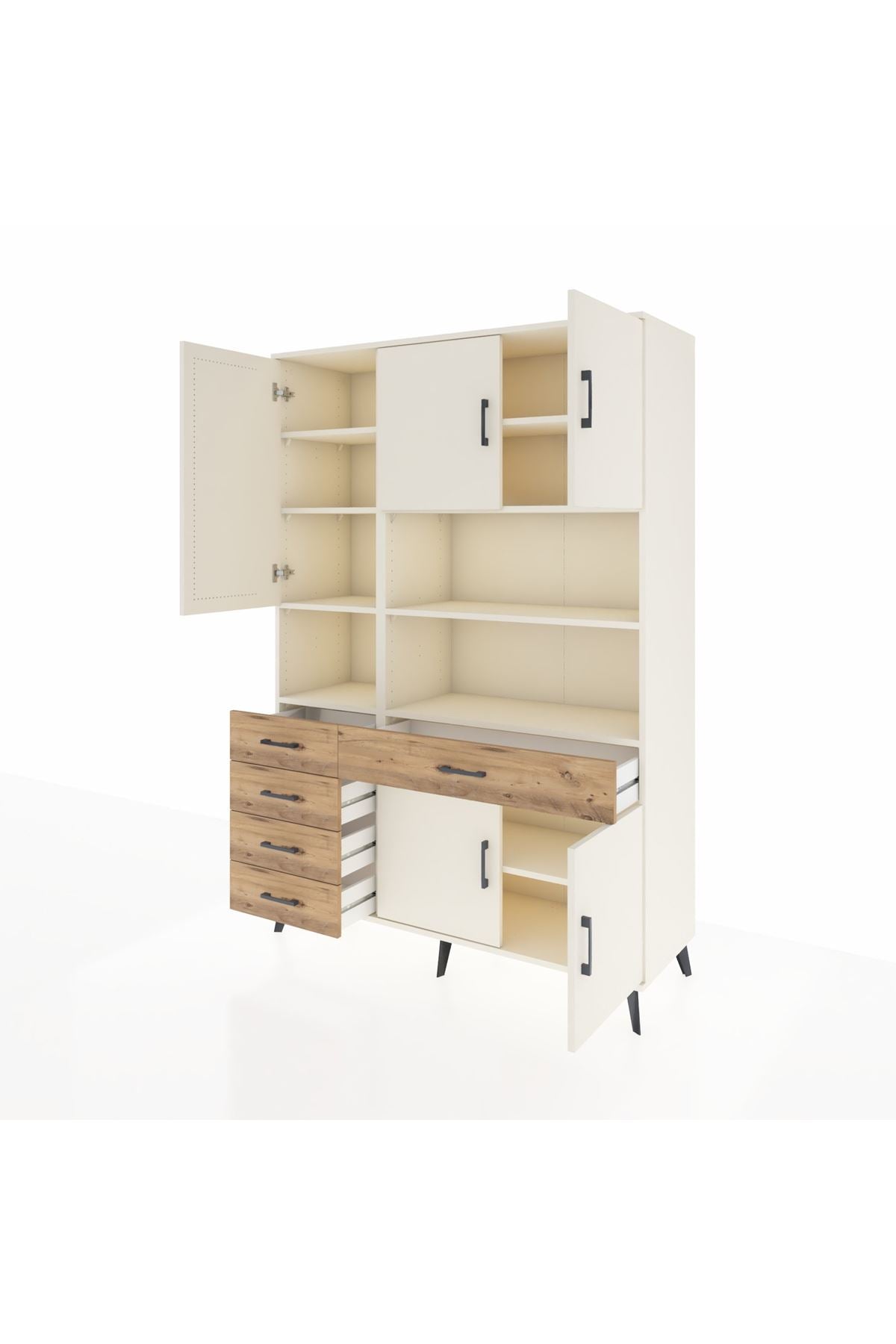 Hyperion Dolap 9 Raflı 5 Çekmeceli 5 Kapaklı 132x44x195 Aytaşı-Aytaşı/Çam