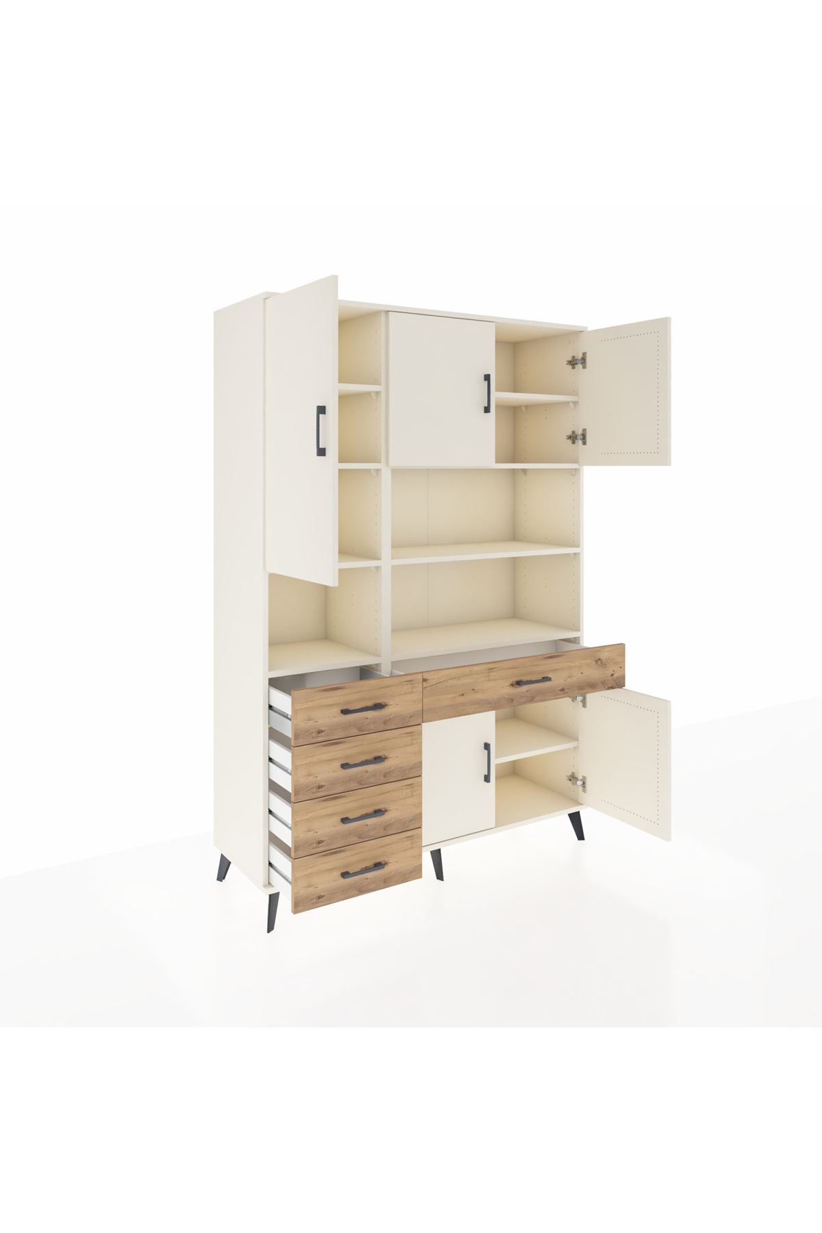 Hyperion Dolap 9 Raflı 5 Çekmeceli 5 Kapaklı 132x44x195 Aytaşı-Aytaşı/Çam