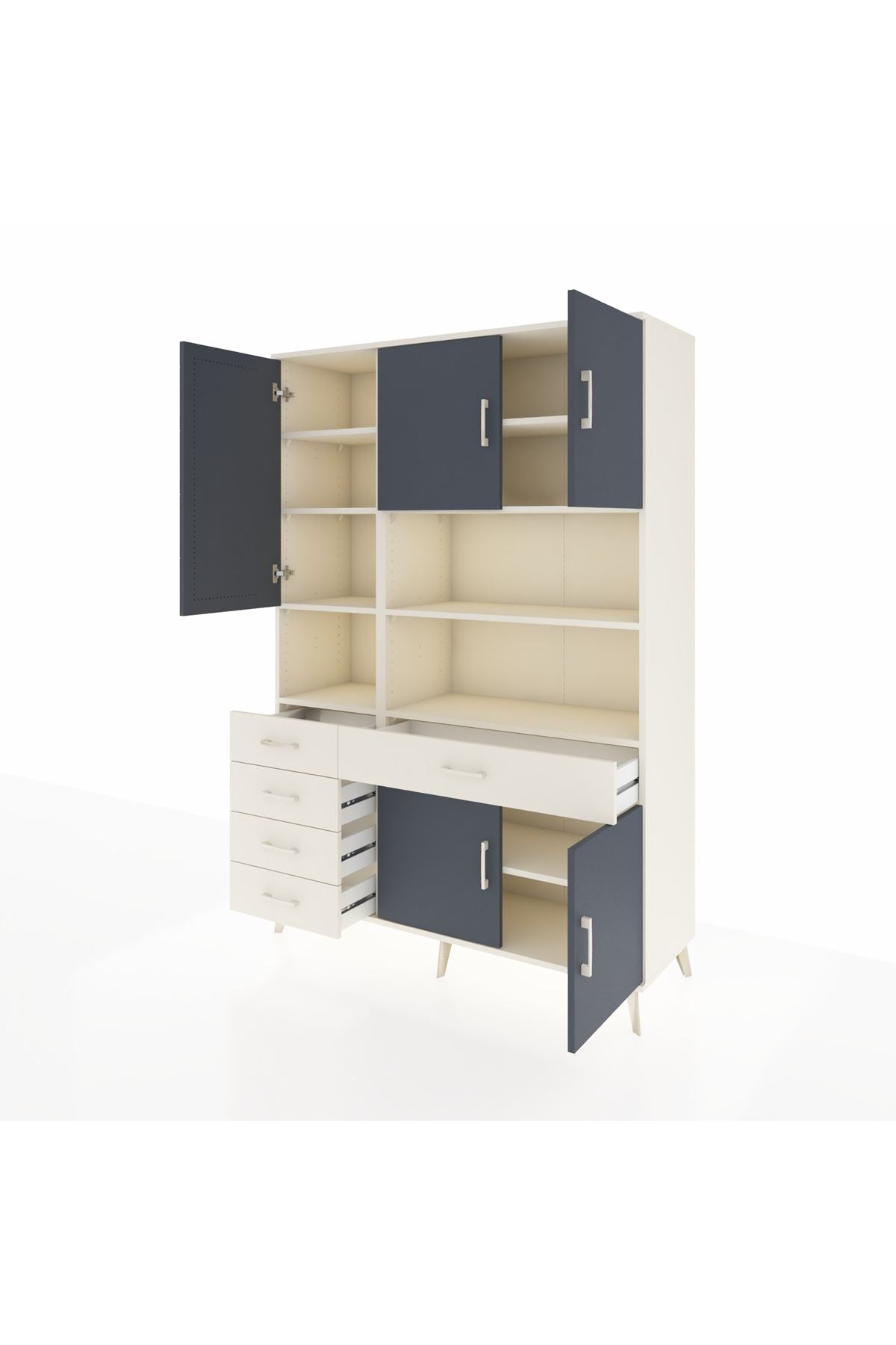 Hyperion Dolap 9 Raflı 5 Çekmeceli 5 Kapaklı 132x44x195 Aytaşı-Antrasit/Aytaşı