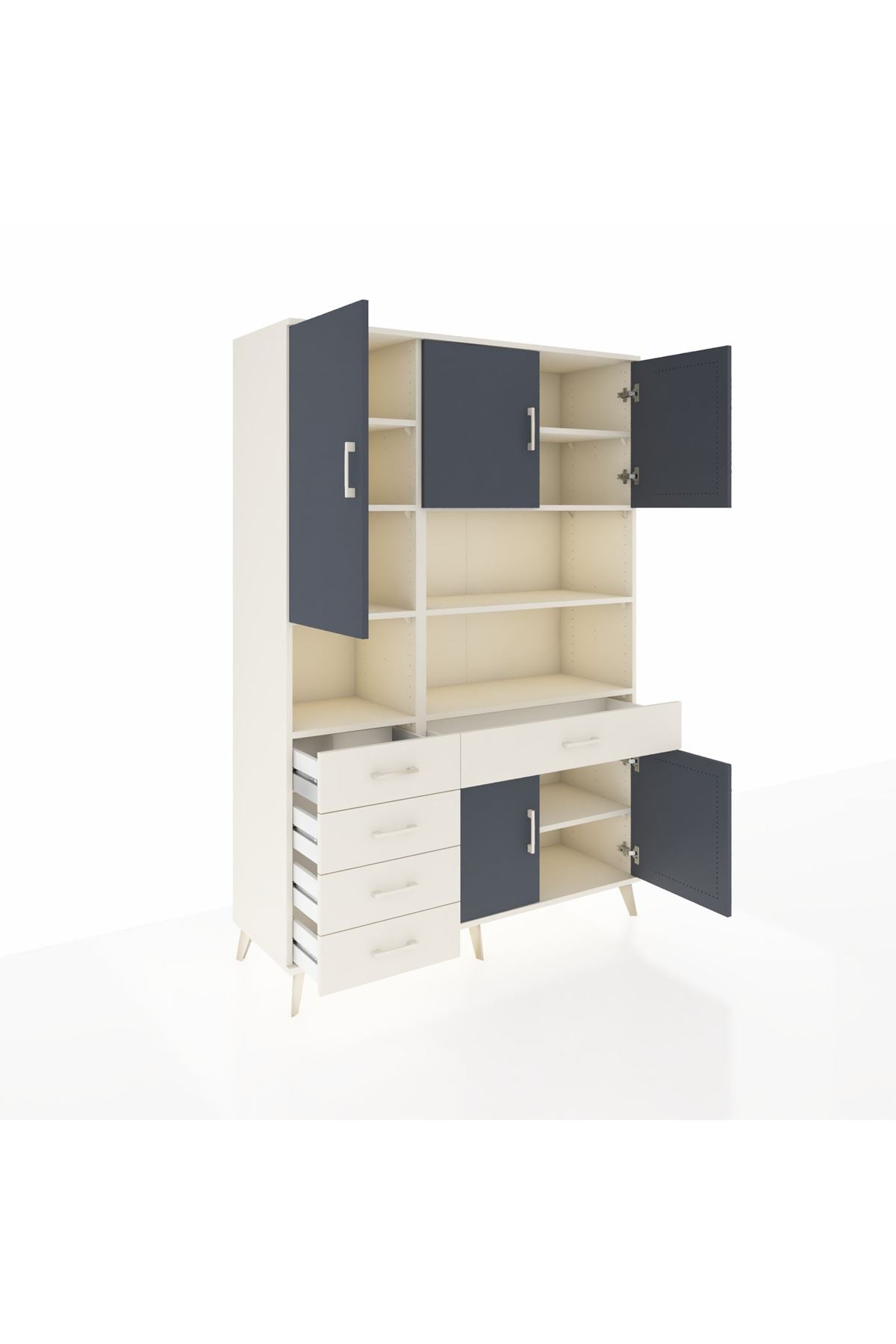 Hyperion Dolap 9 Raflı 5 Çekmeceli 5 Kapaklı 132x44x195 Aytaşı-Antrasit/Aytaşı