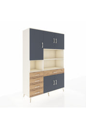 Hyperion Dolap 9 Raflı 5 Çekmeceli 5 Kapaklı 132x44x195 Aytaşı-Antrasit/Çam