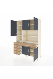 Hyperion Dolap 9 Raflı 5 Çekmeceli 5 Kapaklı 132x44x195 Aytaşı-Antrasit/Çam