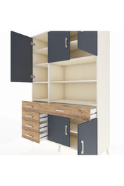 Hyperion Dolap 9 Raflı 5 Çekmeceli 5 Kapaklı 132x44x195 Aytaşı-Antrasit/Çam