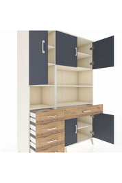 Hyperion Dolap 9 Raflı 5 Çekmeceli 5 Kapaklı 132x44x195 Aytaşı-Antrasit/Çam