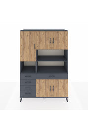 Hyperion Dolap 9 Raflı 5 Çekmeceli 5 Kapaklı 132x44x195 Antrasit-Çam/Antrasit
