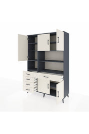 Hyperion Dolap 9 Raflı 5 Çekmeceli 5 Kapaklı 132x44x195 Antrasit-Aytaşı/Aytaşı