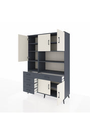 Hyperion Dolap 9 Raflı 5 Çekmeceli 5 Kapaklı 132x44x195 Antrasit-Aytaşı/Antrasit