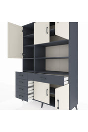 Hyperion Dolap 9 Raflı 5 Çekmeceli 5 Kapaklı 132x44x195 Antrasit-Aytaşı/Antrasit