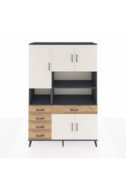 Hyperion Dolap 9 Raflı 5 Çekmeceli 5 Kapaklı 132x44x195 Antrasit-Aytaşı/Çam