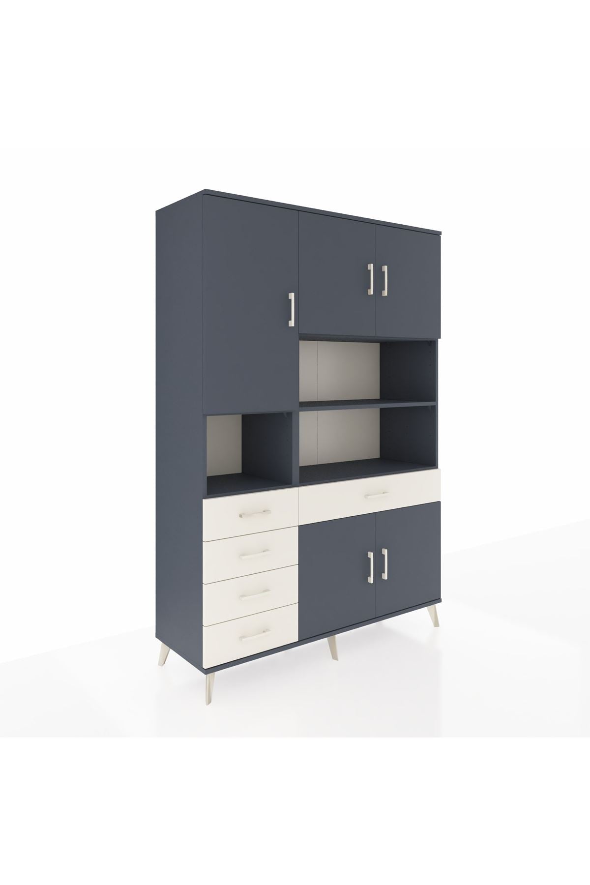 Hyperion Dolap 9 Raflı 5 Çekmeceli 5 Kapaklı 132x44x195 Antrasit-Antrasit/Aytaşı