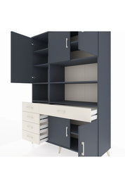 Hyperion Dolap 9 Raflı 5 Çekmeceli 5 Kapaklı 132x44x195 Antrasit-Antrasit/Aytaşı