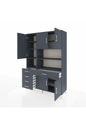 Hyperion Dolap 9 Raflı 5 Çekmeceli 5 Kapaklı 132x44x195 Antrasit-Antrasit/Antrasit