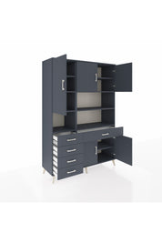 Hyperion Dolap 9 Raflı 5 Çekmeceli 5 Kapaklı 132x44x195 Antrasit-Antrasit/Antrasit