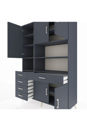 Hyperion Dolap 9 Raflı 5 Çekmeceli 5 Kapaklı 132x44x195 Antrasit-Antrasit/Antrasit