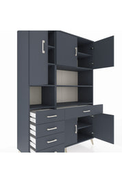 Hyperion Dolap 9 Raflı 5 Çekmeceli 5 Kapaklı 132x44x195 Antrasit-Antrasit/Antrasit