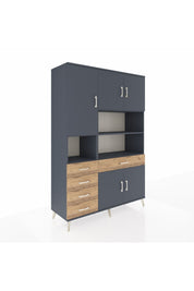 Hyperion Dolap 9 Raflı 5 Çekmeceli 5 Kapaklı 132x44x195 Antrasit-Antrasit/Çam