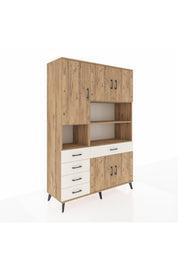 Hyperion Dolap 9 Raflı 5 Çekmeceli 5 Kapaklı 132x44x195 Çam-Çam/Aytaşı