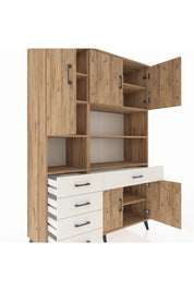 Hyperion Dolap 9 Raflı 5 Çekmeceli 5 Kapaklı 132x44x195 Çam-Çam/Aytaşı