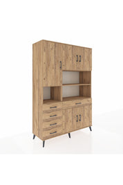 Hyperion Dolap 9 Raflı 5 Çekmeceli 5 Kapaklı 132x44x195 Çam-Çam/Çam