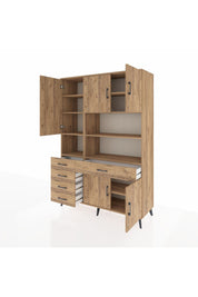 Hyperion Dolap 9 Raflı 5 Çekmeceli 5 Kapaklı 132x44x195 Çam-Çam/Çam