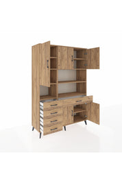 Hyperion Dolap 9 Raflı 5 Çekmeceli 5 Kapaklı 132x44x195 Çam-Çam/Çam