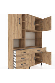 Hyperion Dolap 9 Raflı 5 Çekmeceli 5 Kapaklı 132x44x195 Çam-Çam/Çam