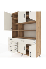 Hyperion Dolap 9 Raflı 5 Çekmeceli 5 Kapaklı 132x44x195 Çam-Aytaşı/Aytaşı