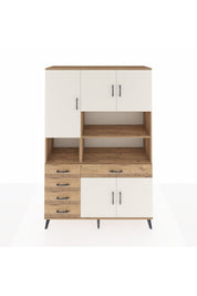 Hyperion Dolap 9 Raflı 5 Çekmeceli 5 Kapaklı 132x44x195 Çam-Aytaşı/Çam