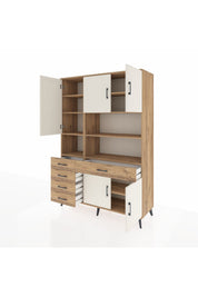 Hyperion Dolap 9 Raflı 5 Çekmeceli 5 Kapaklı 132x44x195 Çam-Aytaşı/Çam