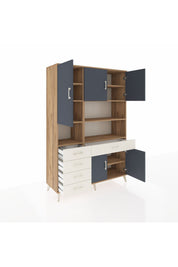 Hyperion Dolap 9 Raflı 5 Çekmeceli 5 Kapaklı 132x44x195 Çam-Antrasit/Aytaşı