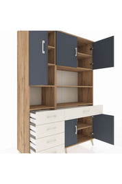 Hyperion Dolap 9 Raflı 5 Çekmeceli 5 Kapaklı 132x44x195 Çam-Antrasit/Aytaşı