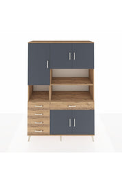 Hyperion Dolap 9 Raflı 5 Çekmeceli 5 Kapaklı 132x44x195 Çam-Antrasit/Çam