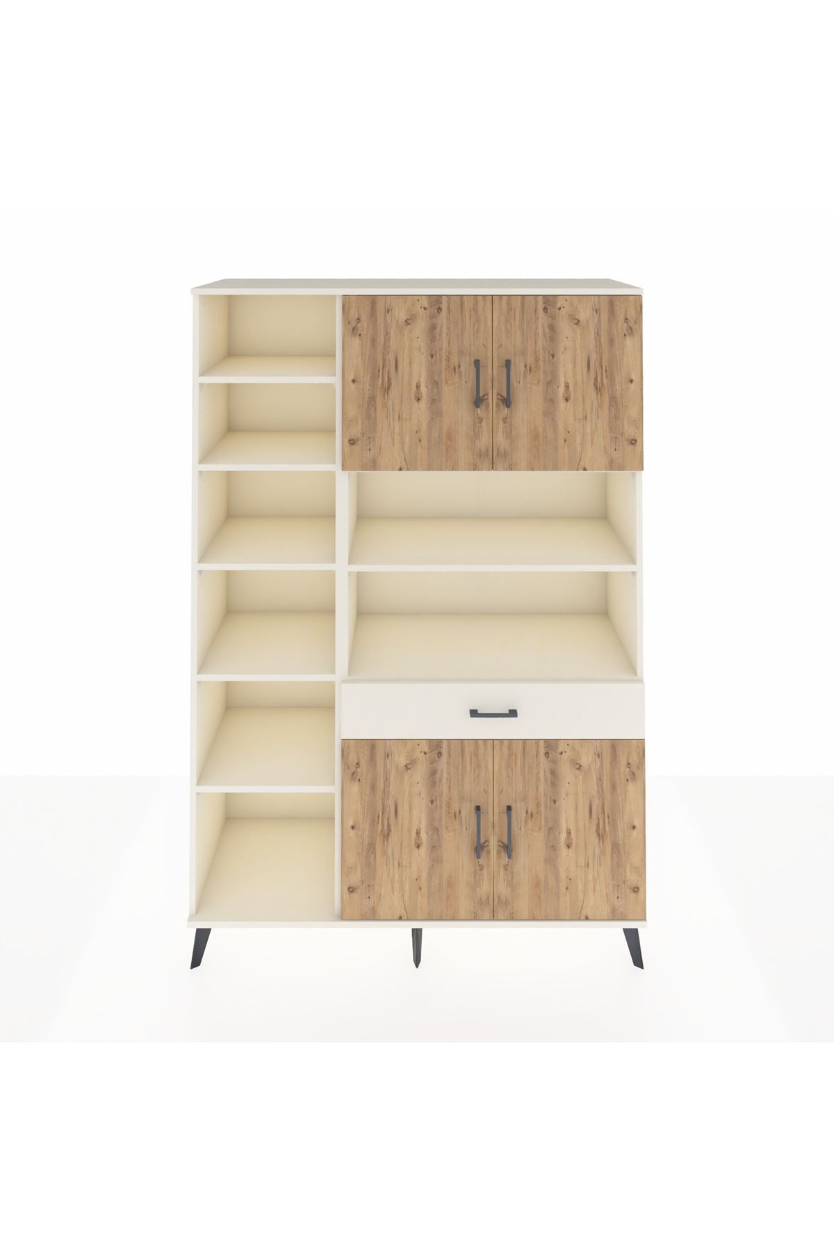 Hyperion Dolap 10 Raflı Tek Çekmeceli 4 Kapaklı 132x44x195 Aytaşı-Çam/Aytaşı