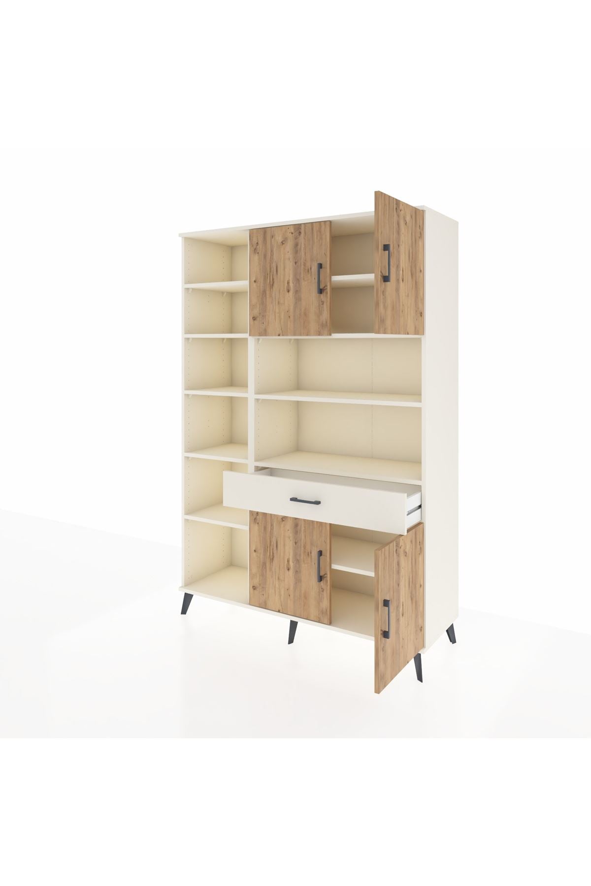 Hyperion Dolap 10 Raflı Tek Çekmeceli 4 Kapaklı 132x44x195 Aytaşı-Çam/Aytaşı