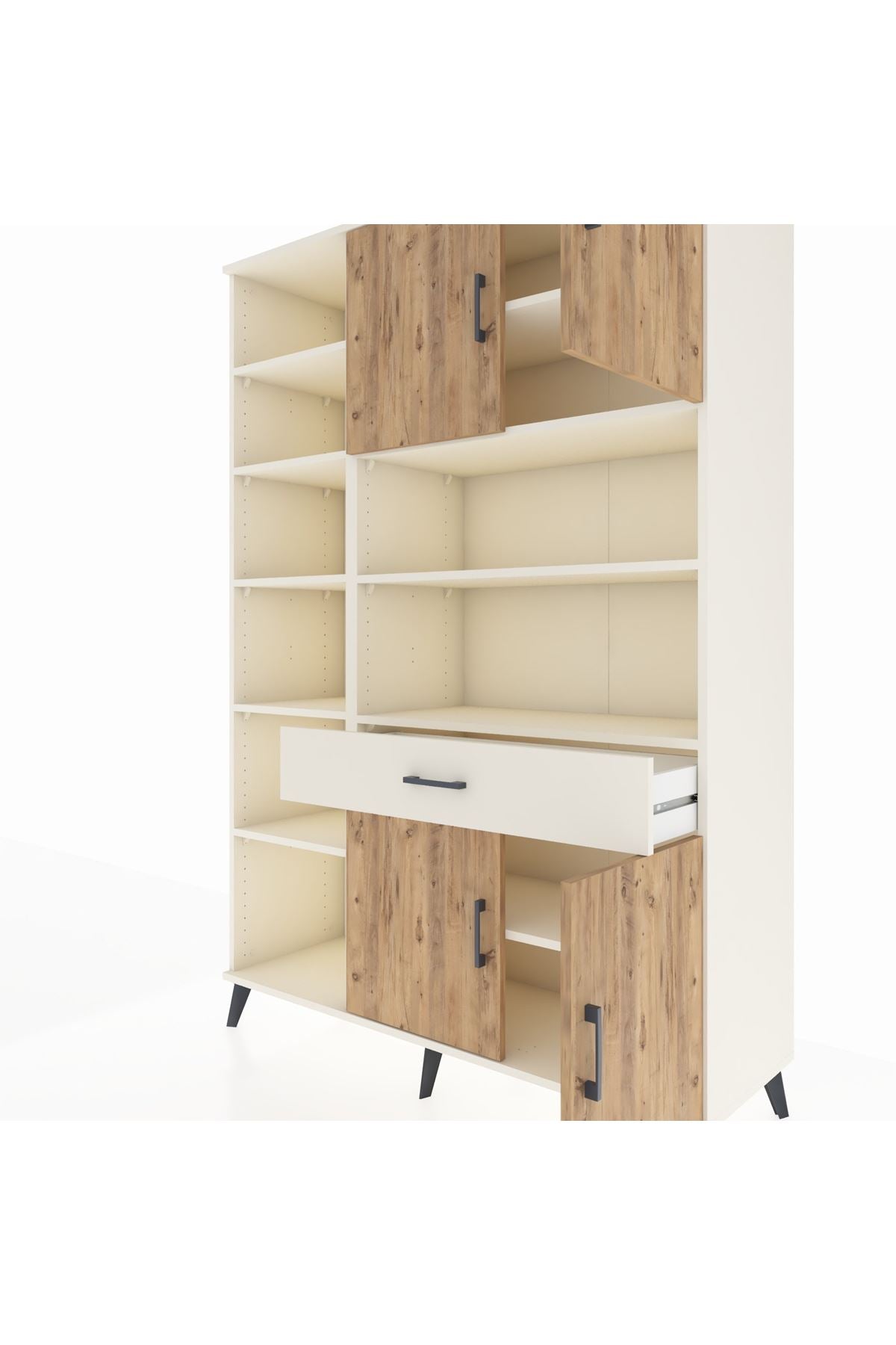 Hyperion Dolap 10 Raflı Tek Çekmeceli 4 Kapaklı 132x44x195 Aytaşı-Çam/Aytaşı