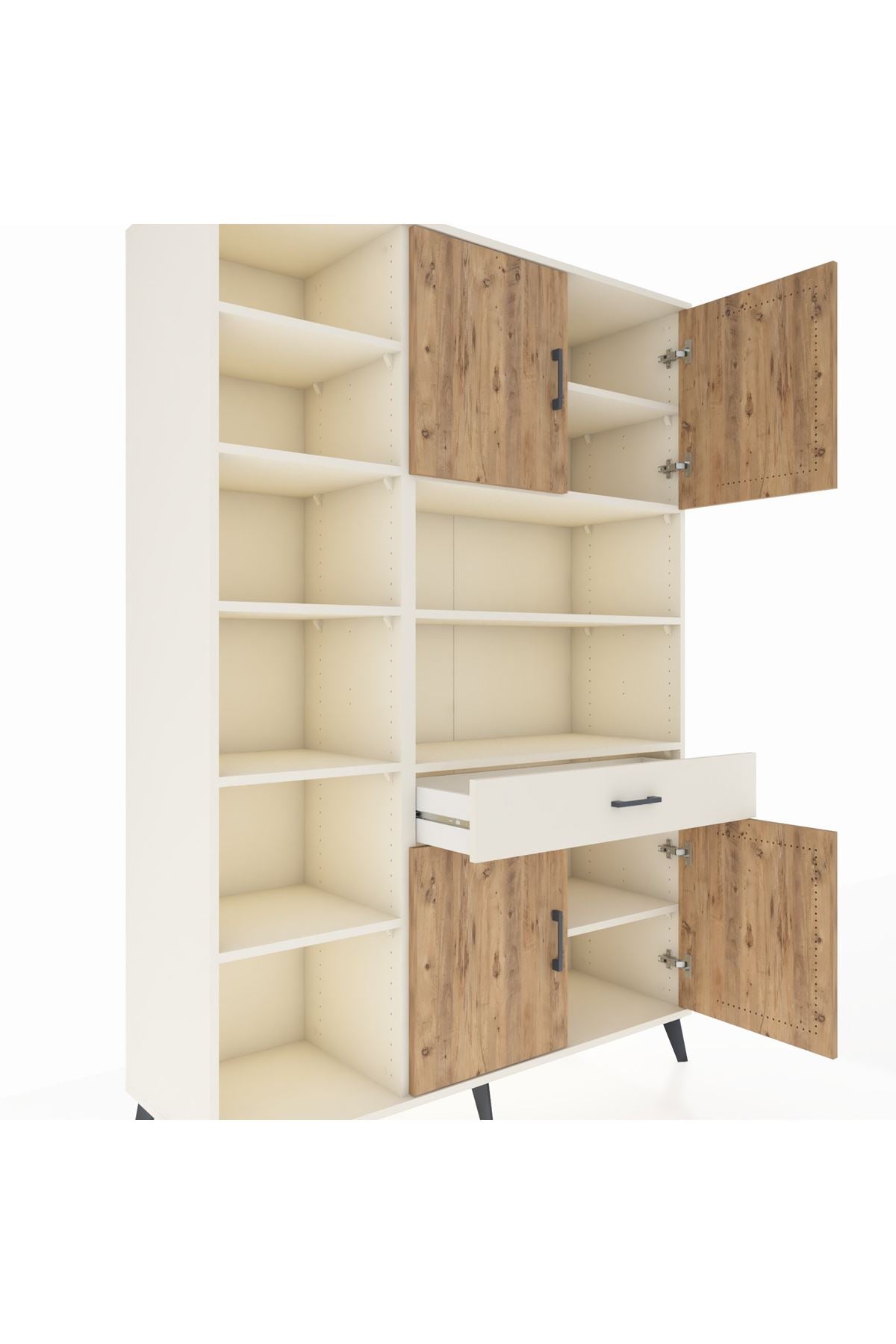 Hyperion Dolap 10 Raflı Tek Çekmeceli 4 Kapaklı 132x44x195 Aytaşı-Çam/Aytaşı