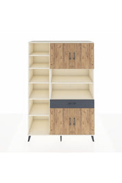 Hyperion Dolap 10 Raflı Tek Çekmeceli 4 Kapaklı 132x44x195 Aytaşı-Çam/Antrasit