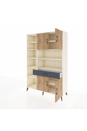 Hyperion Dolap 10 Raflı Tek Çekmeceli 4 Kapaklı 132x44x195 Aytaşı-Çam/Antrasit