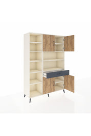 Hyperion Dolap 10 Raflı Tek Çekmeceli 4 Kapaklı 132x44x195 Aytaşı-Çam/Antrasit