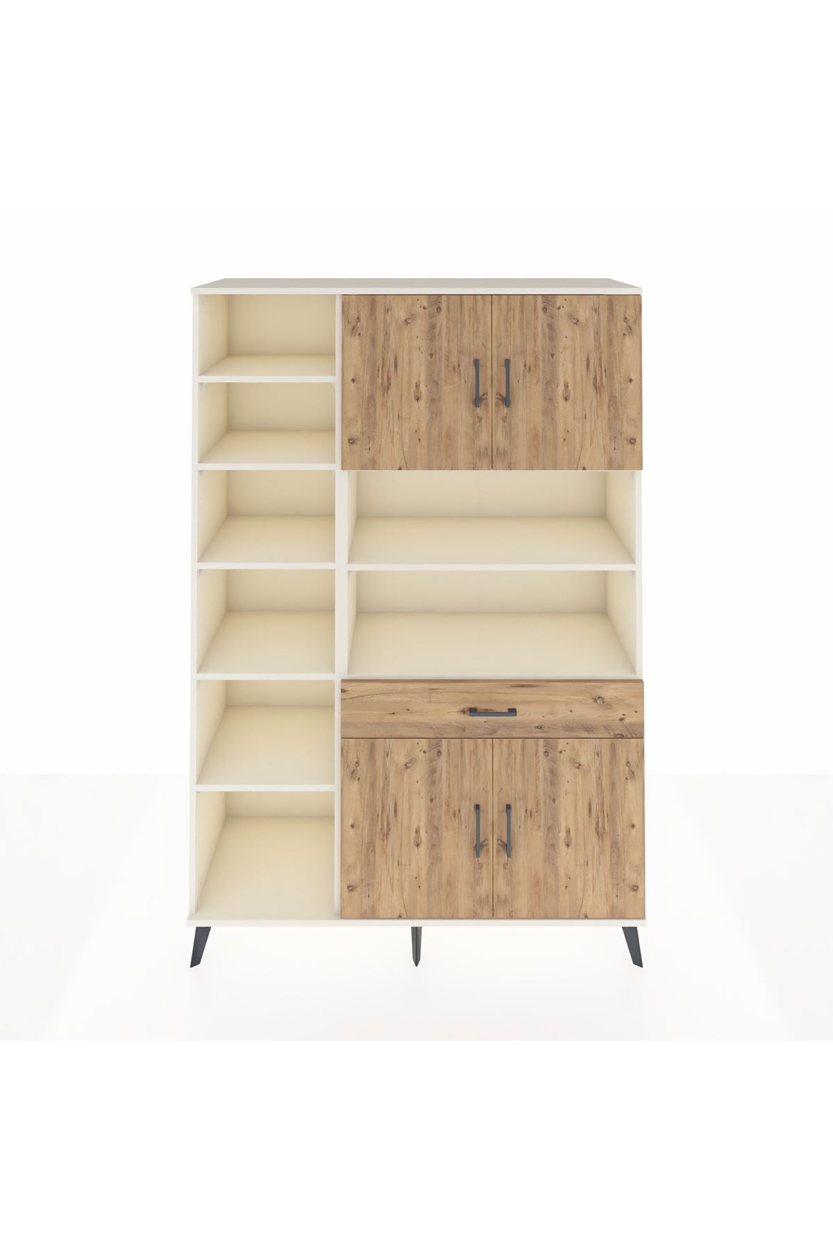 Hyperion Dolap 10 Raflı Tek Çekmeceli 4 Kapaklı 132x44x195 Aytaşı-Çam/Çam