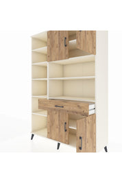 Hyperion Dolap 10 Raflı Tek Çekmeceli 4 Kapaklı 132x44x195 Aytaşı-Çam/Çam