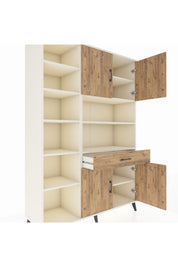 Hyperion Dolap 10 Raflı Tek Çekmeceli 4 Kapaklı 132x44x195 Aytaşı-Çam/Çam