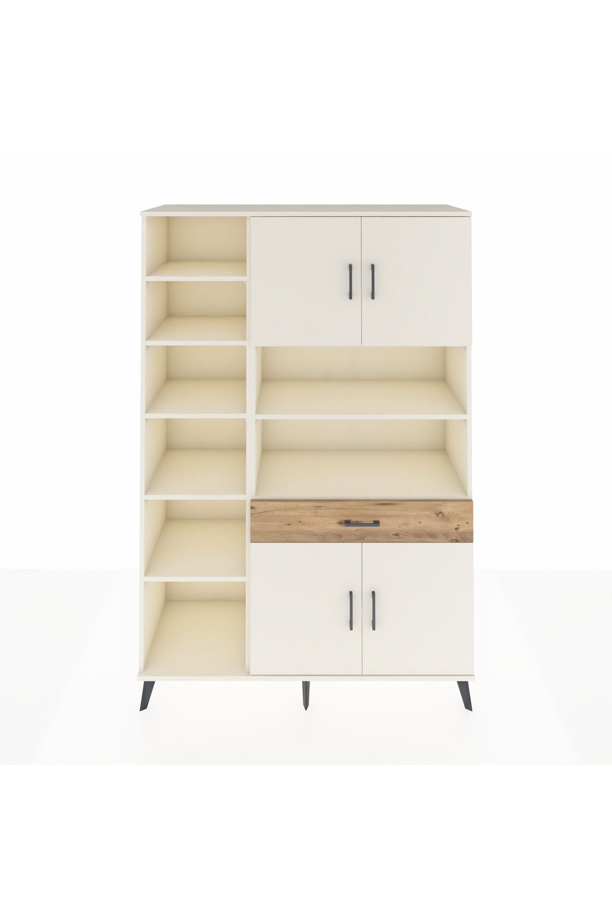 Hyperion Dolap 10 Raflı Tek Çekmeceli 4 Kapaklı 132x44x195 Aytaşı-Aytaşı/Çam