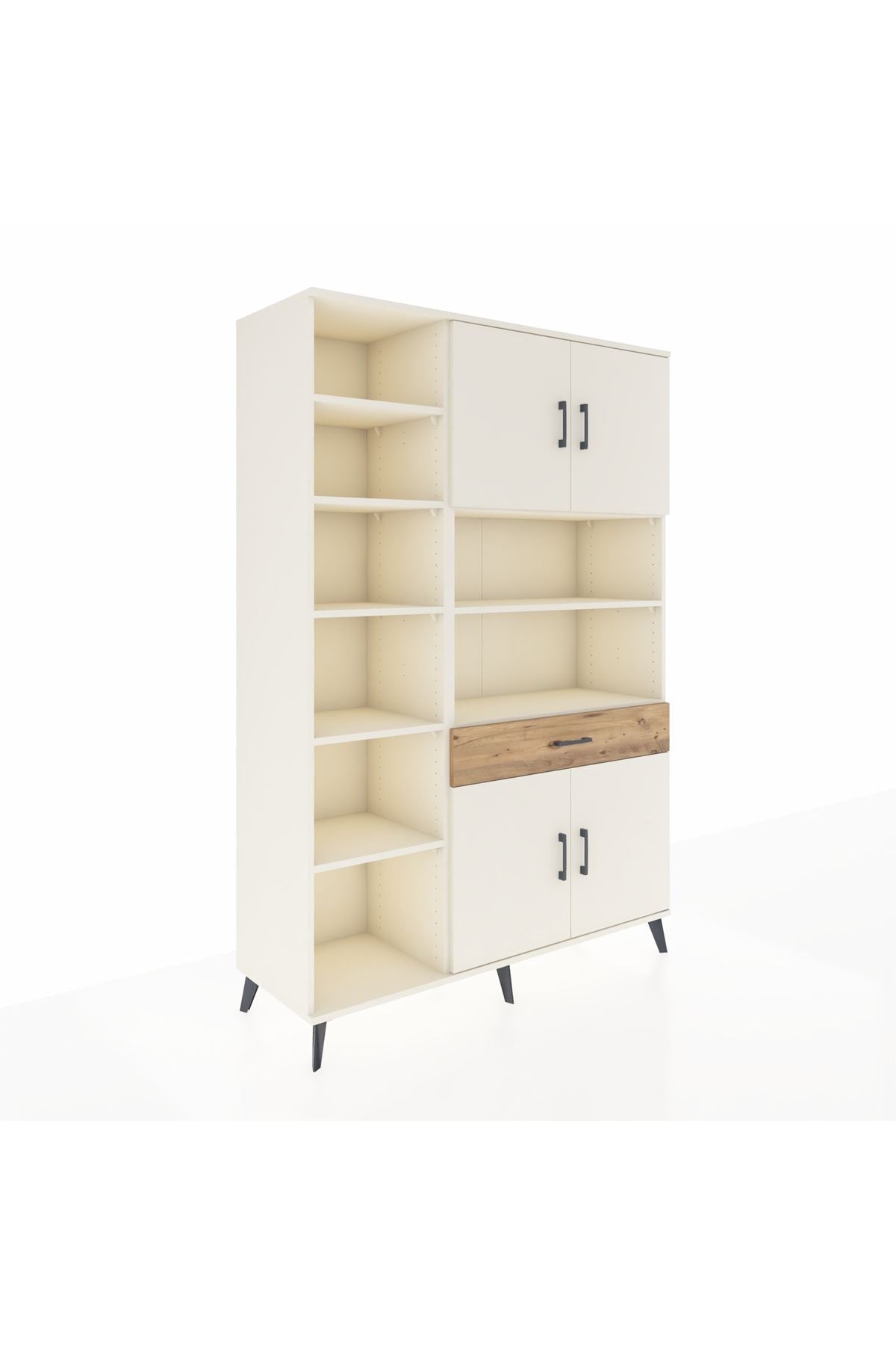 Hyperion Dolap 10 Raflı Tek Çekmeceli 4 Kapaklı 132x44x195 Aytaşı-Aytaşı/Çam