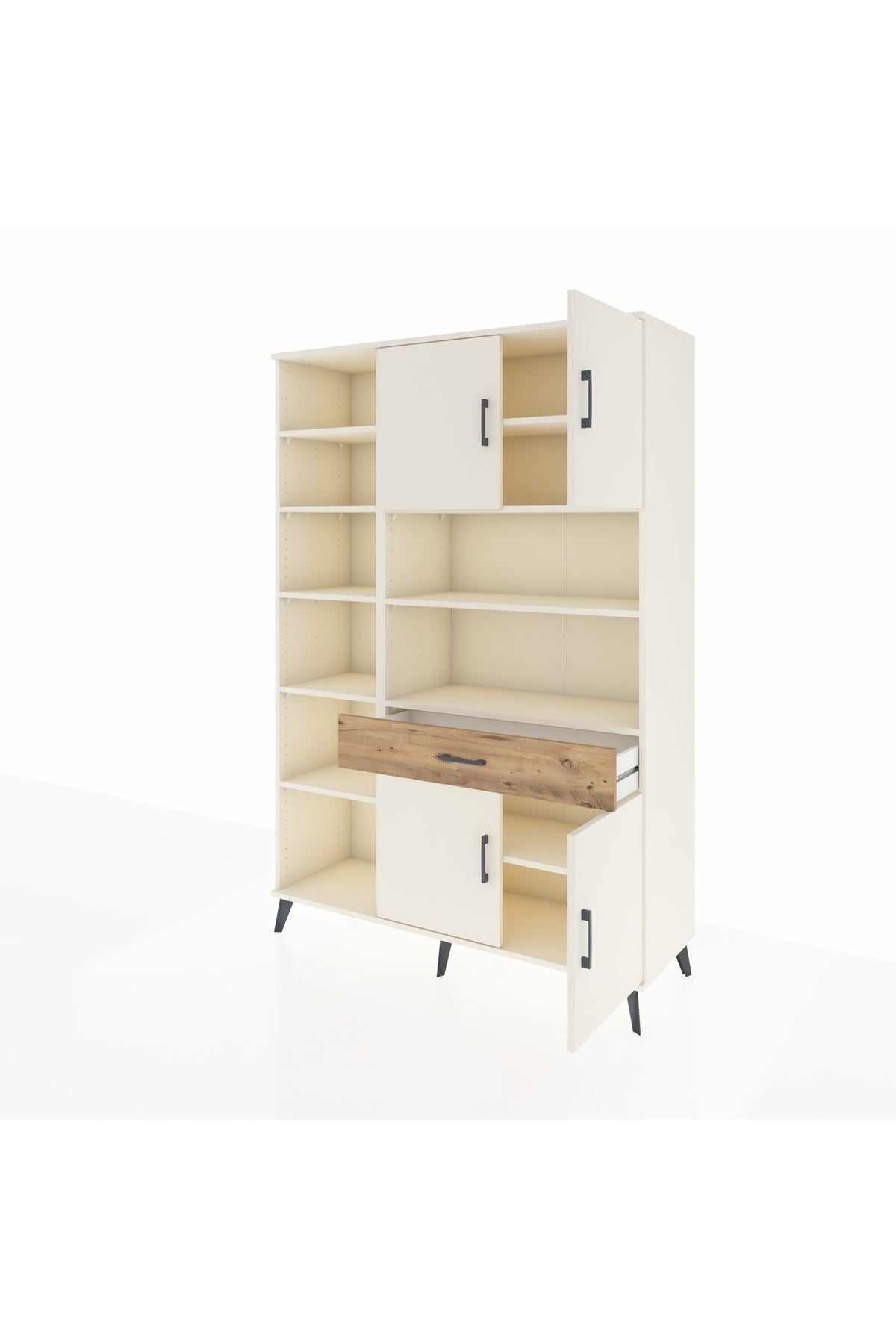 Hyperion Dolap 10 Raflı Tek Çekmeceli 4 Kapaklı 132x44x195 Aytaşı-Aytaşı/Çam