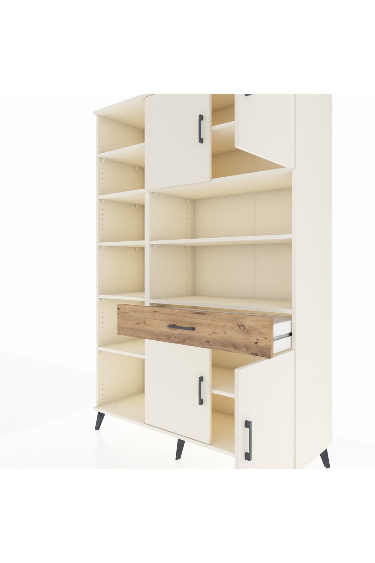 Hyperion Dolap 10 Raflı Tek Çekmeceli 4 Kapaklı 132x44x195 Aytaşı-Aytaşı/Çam