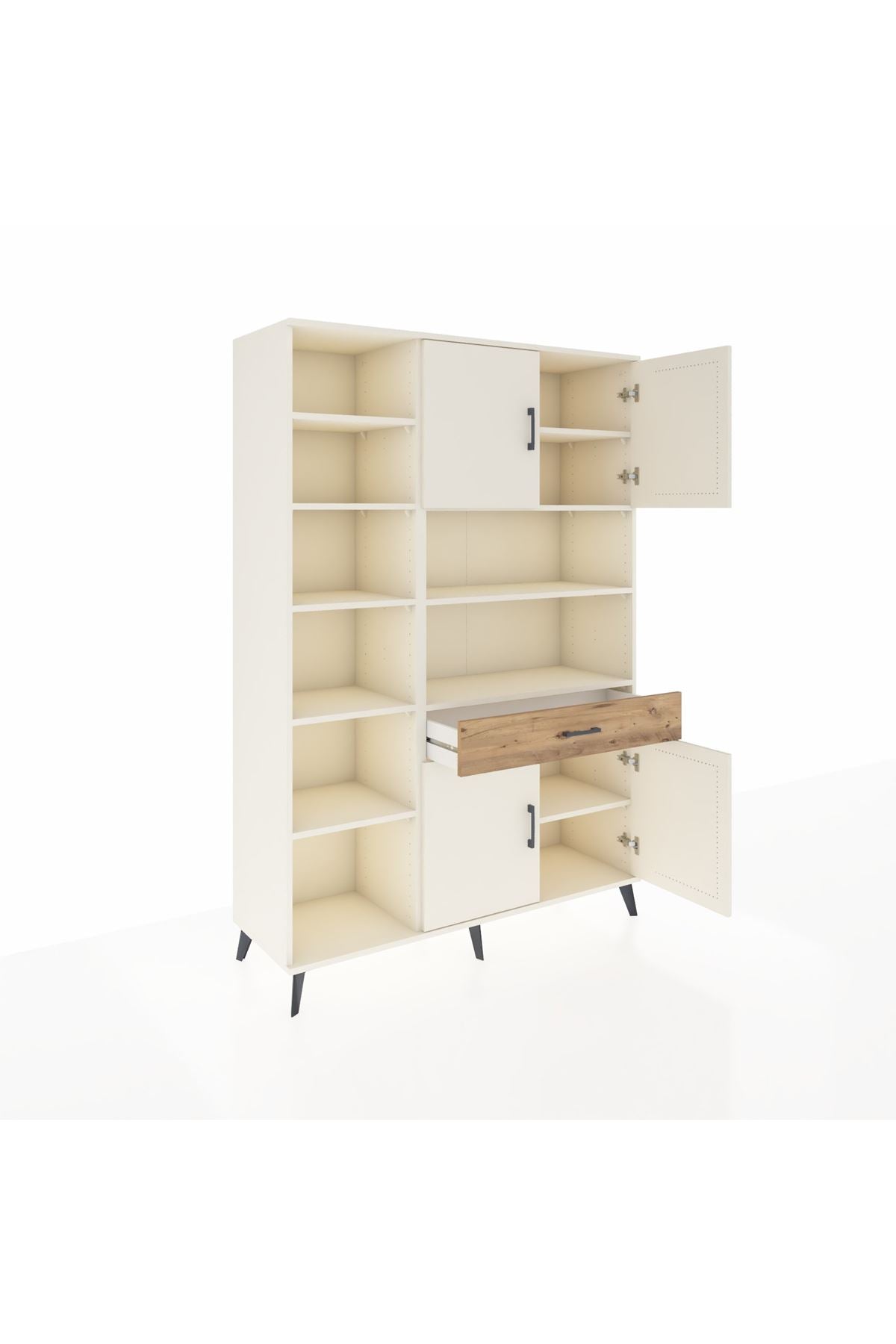 Hyperion Dolap 10 Raflı Tek Çekmeceli 4 Kapaklı 132x44x195 Aytaşı-Aytaşı/Çam